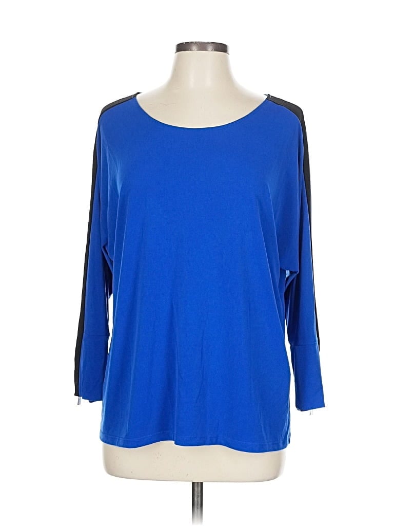 CALVIN KLEIN Pre-owned 3/4 Sleeve Top Blue Boatneck Tops