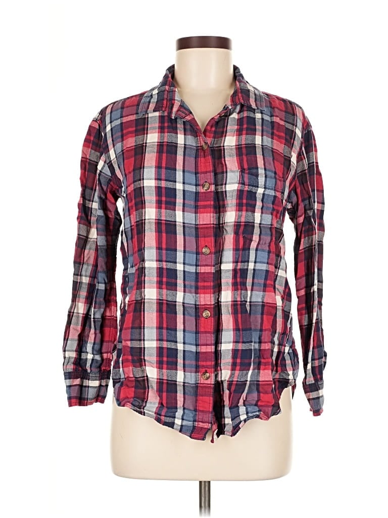 Pre-owned American Eagle Outfitters Long Sleeve Button Down Shirt In Red