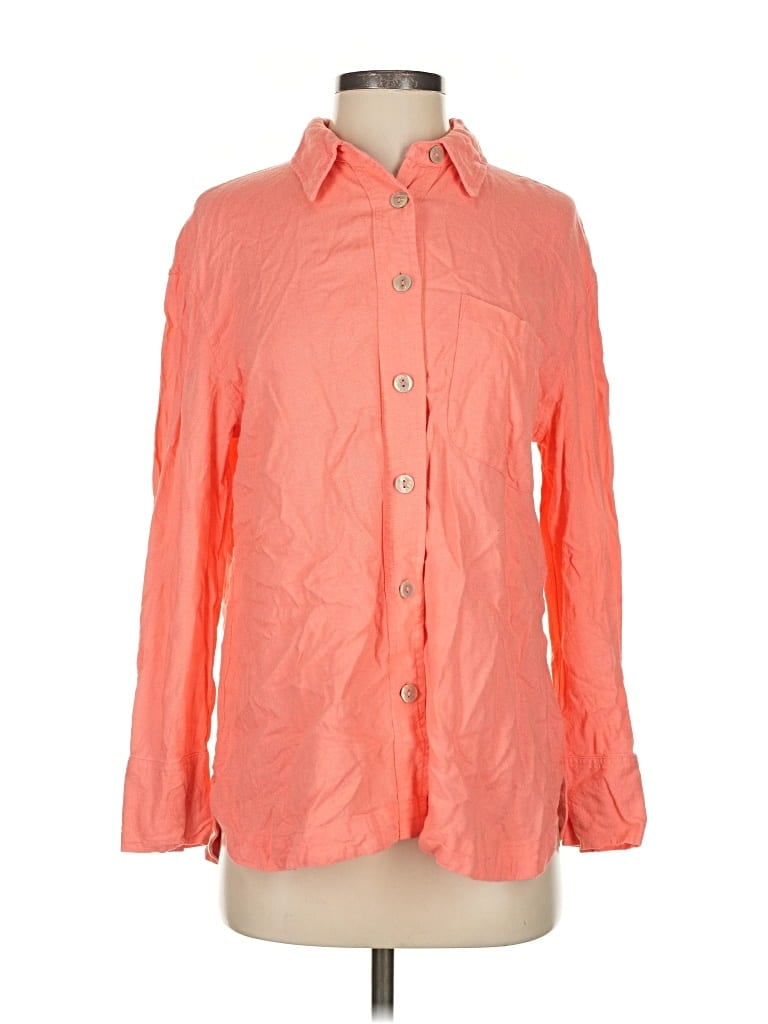 Pre-owned River Island Long Sleeve Button Down Shirt In Orange