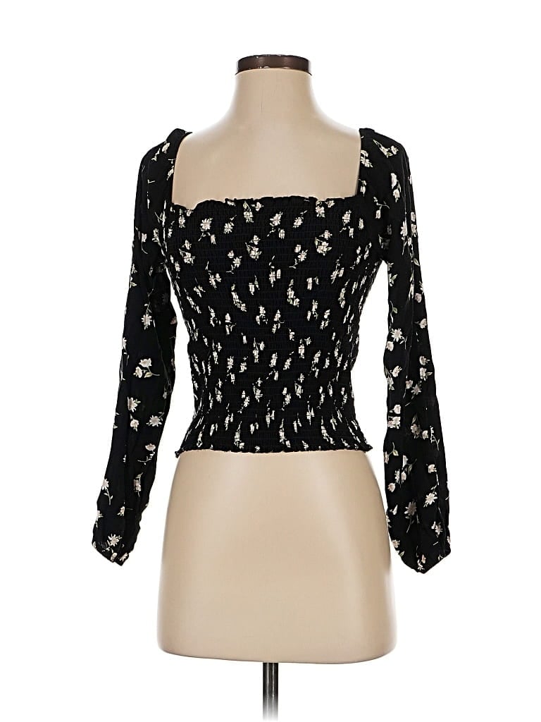 Pre-owned American Eagle Outfitters 3/4 Sleeve Blouse In Black