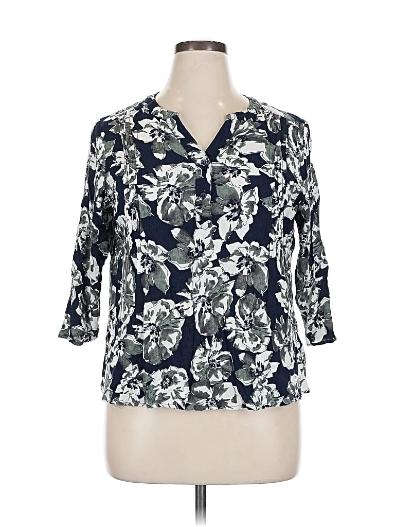 Pre-owned Fun2fun 3/4 Sleeve Blouse In Blue