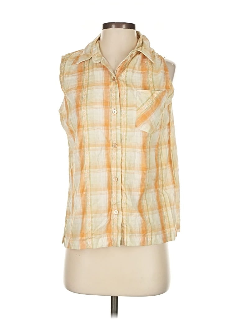 Pre-owned New Directions Sleeveless Button Down Shirt In Yellow