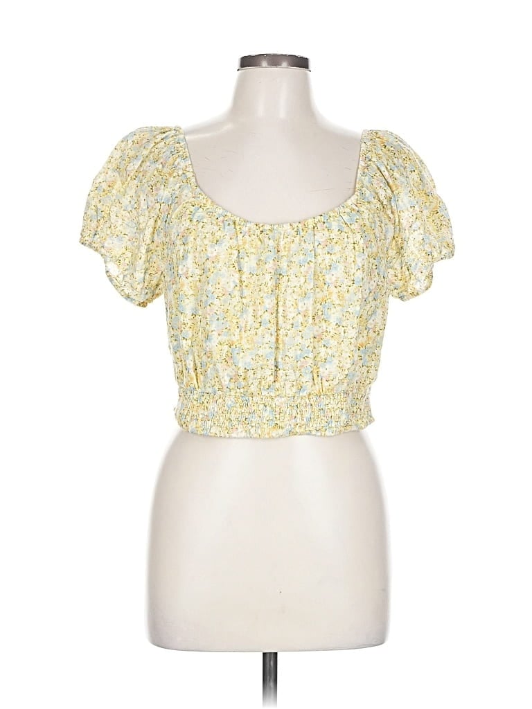 Pre-owned American Eagle Outfitters Short Sleeve Blouse In Yellow