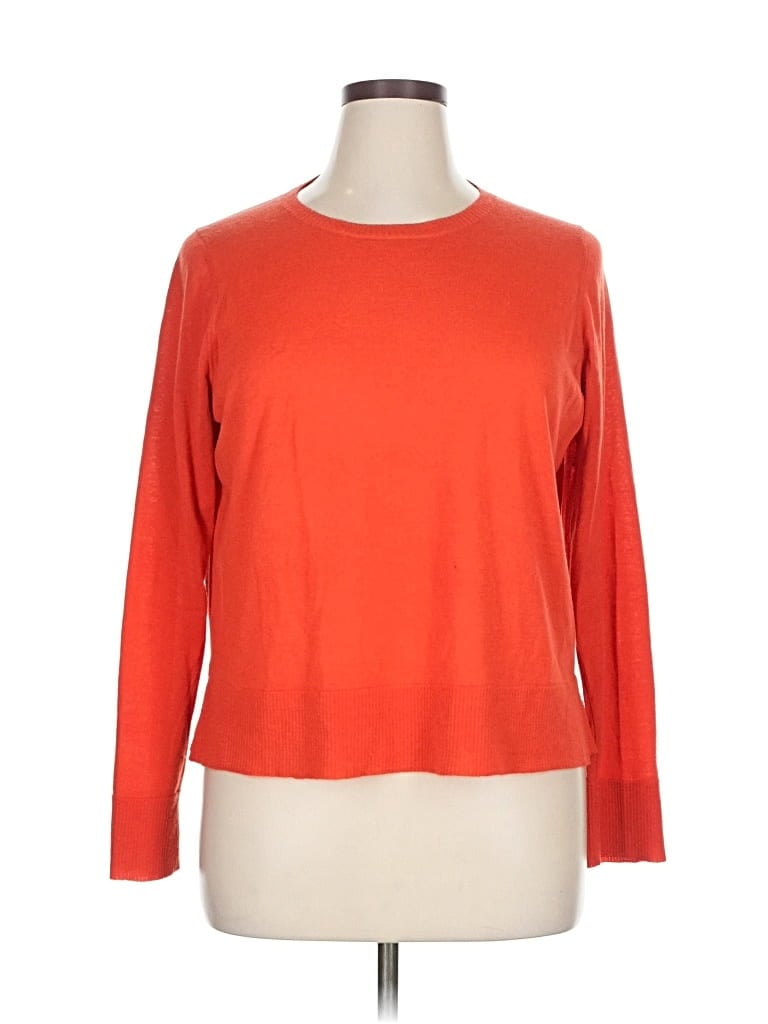 Pre-owned Eileen Fisher Wool Pullover Sweater In Orange