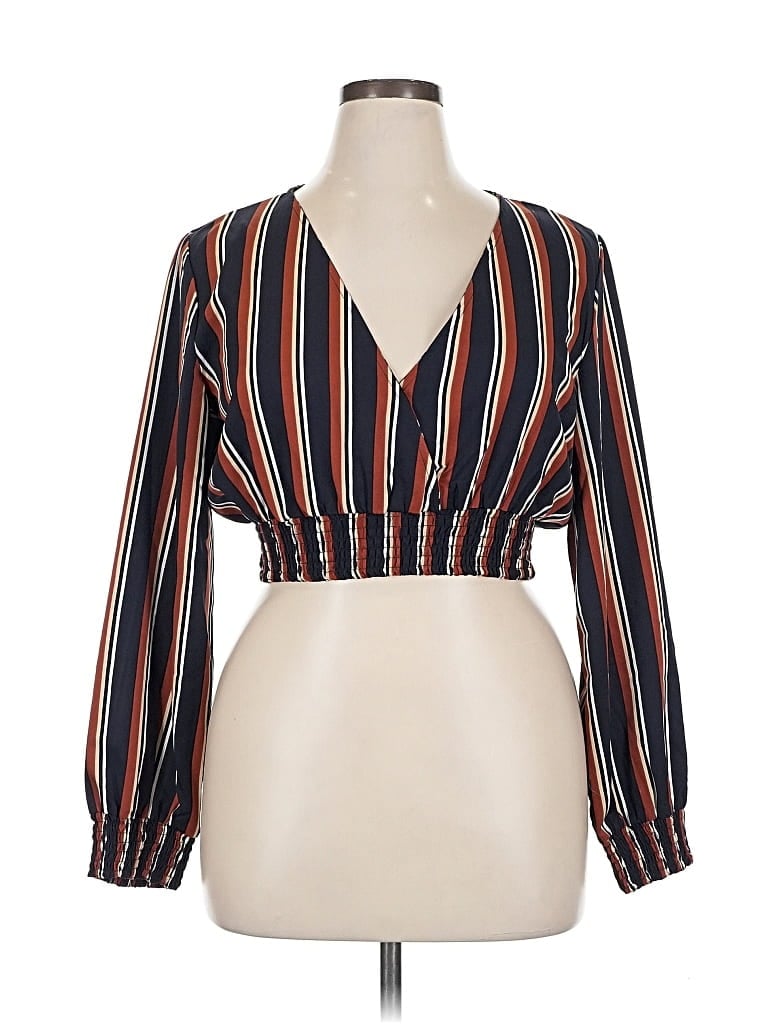 Pre-owned Shein Long Sleeve Blouse In Brown