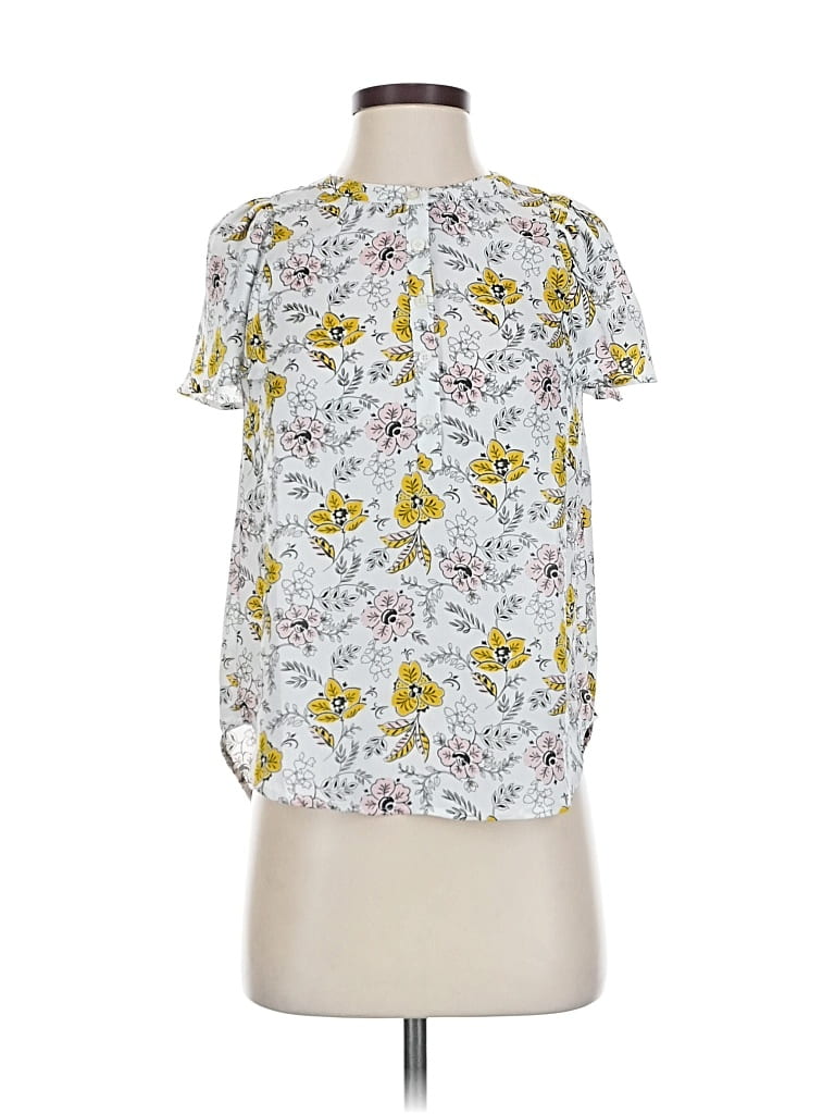 Pre-owned Ann Taylor Loft Short Sleeve Blouse In Yellow