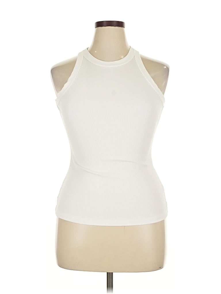 CHICME Pre-owned Tank Top Ivory Halter Neckline Tops In White