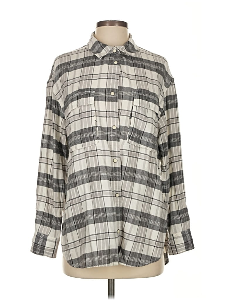 Pre-owned American Eagle Outfitters Long Sleeve Button Down Shirt In Gray