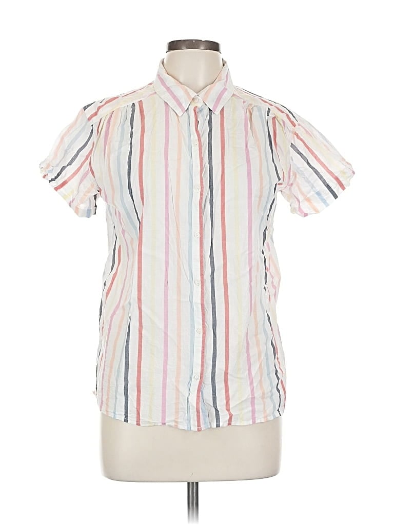 Pre-owned St. John's Bay Short Sleeve Blouse In White