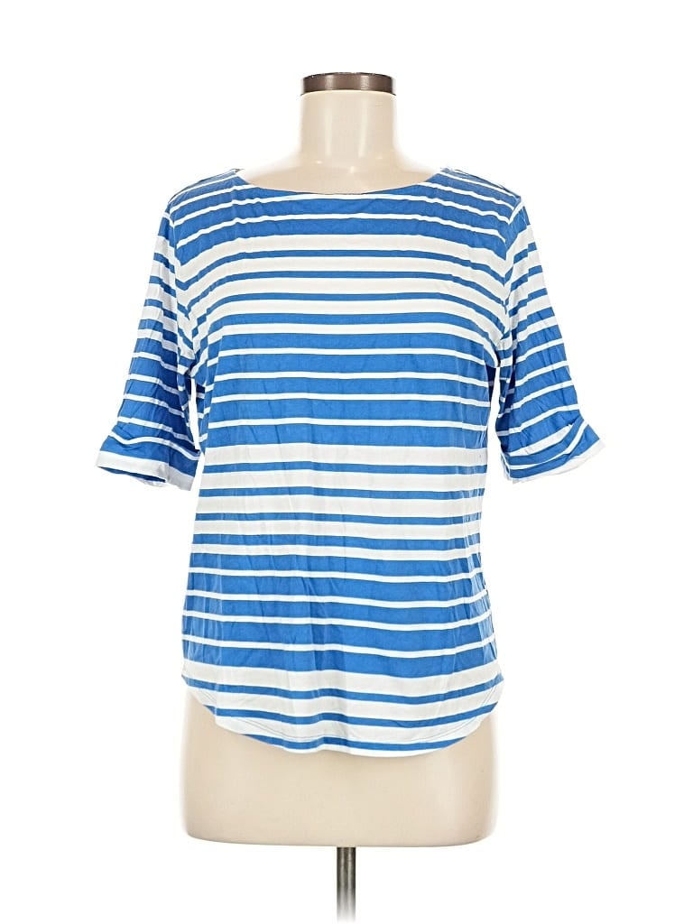 Pre-owned Ann Taylor Factory Short Sleeve T-shirt In Blue