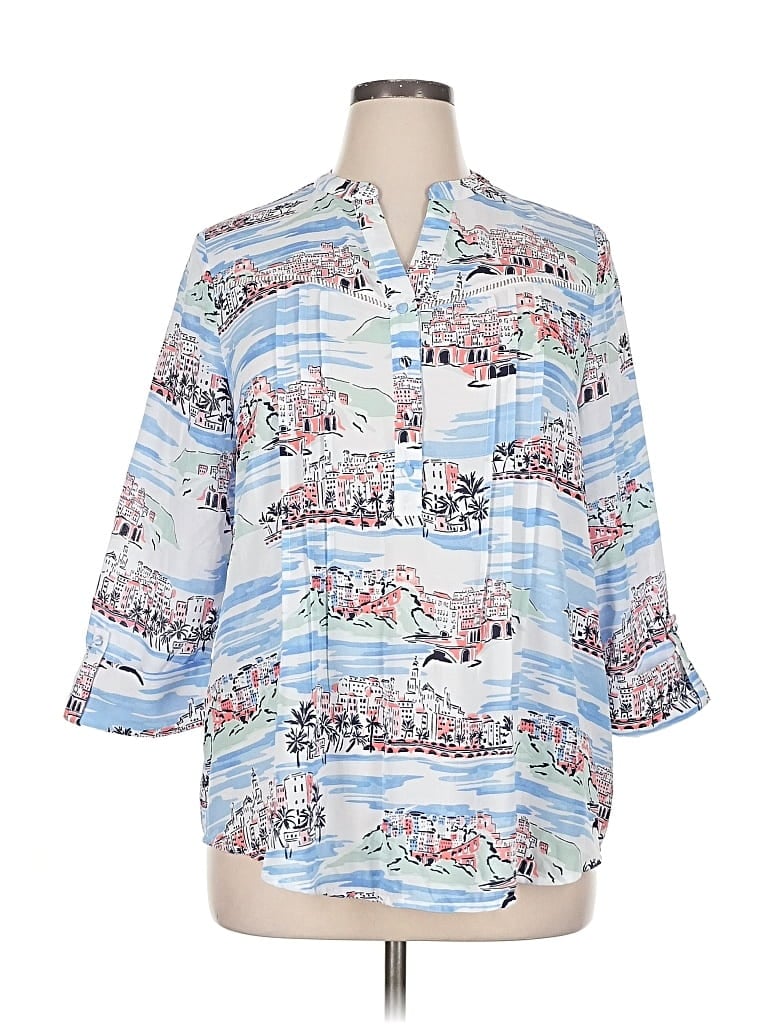 Kim Rogers 3/4 Sleeve Blouse In Blue