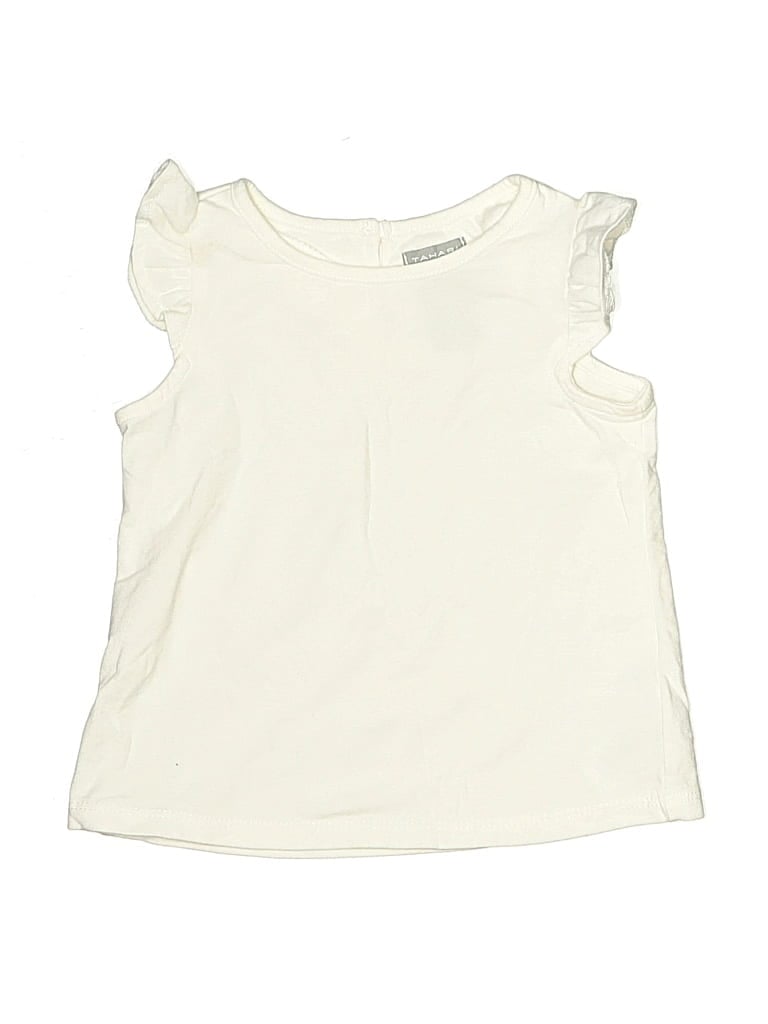 Click to view more detailed imagery on our partner's website Pre-owned Tahari Kids' Sleeveless Top Ivory Ruffles Neckline Tops In White