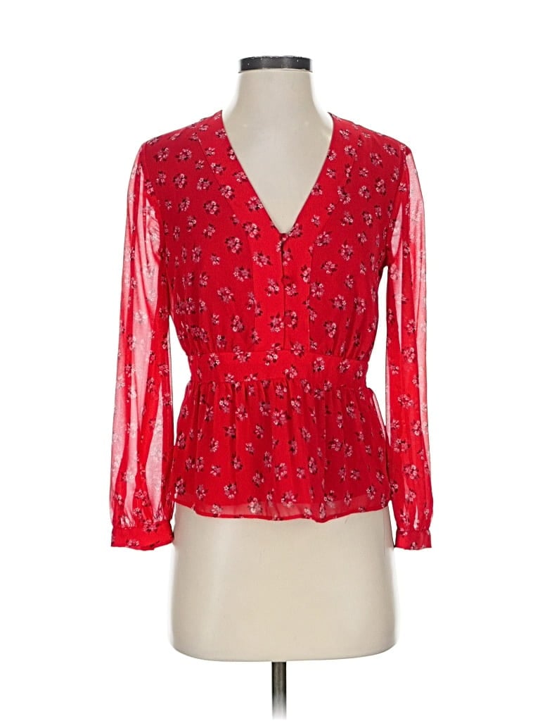 Pre-owned Madewell 3/4 Sleeve Blouse In Red