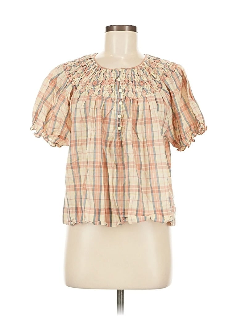 Pre-owned The Great Short Sleeve Blouse In Brown
