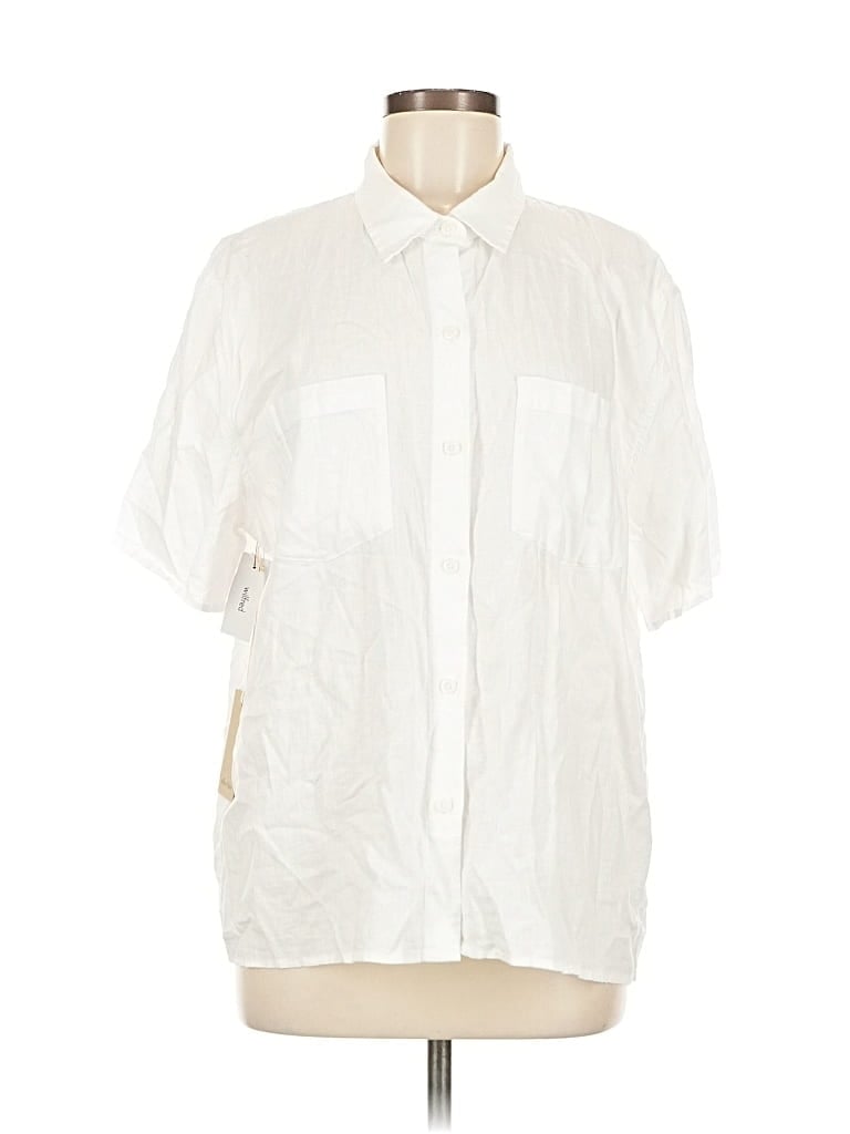 Pre-owned Wilfred Free Short Sleeve Button Down Shirt In White