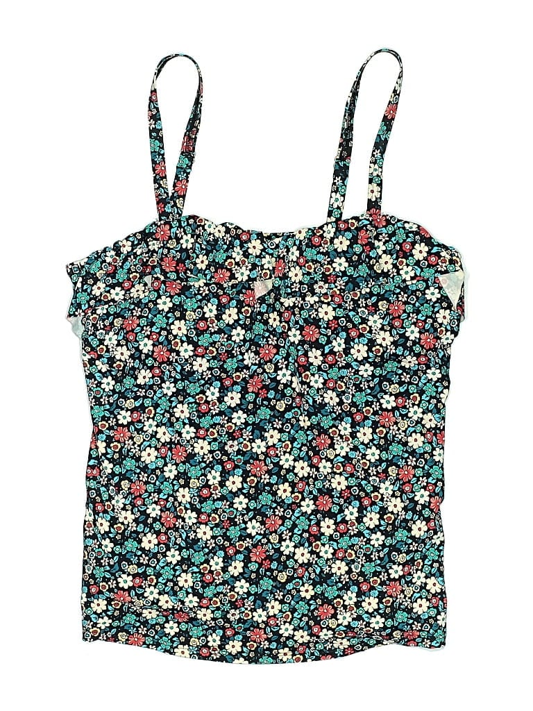 LANDS' END Pre-owned Swimsuit Top Green Floral Pattern Swimwear