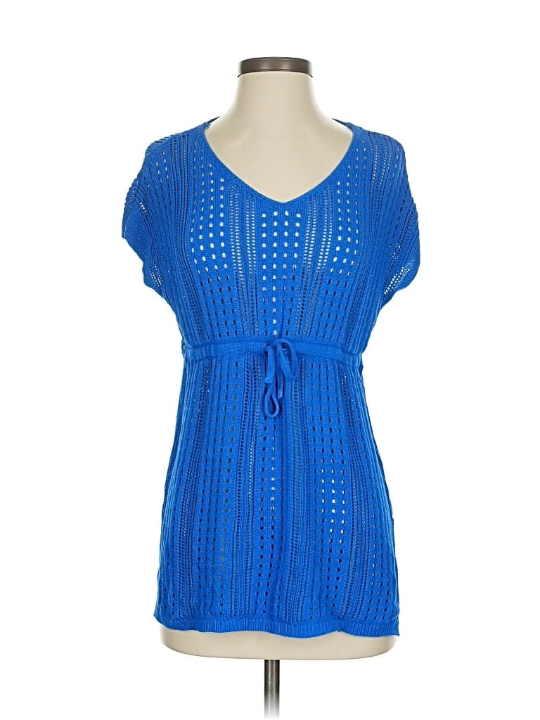 Pre-owned Merokeety Short Sleeve Top Blue V Neck Tops