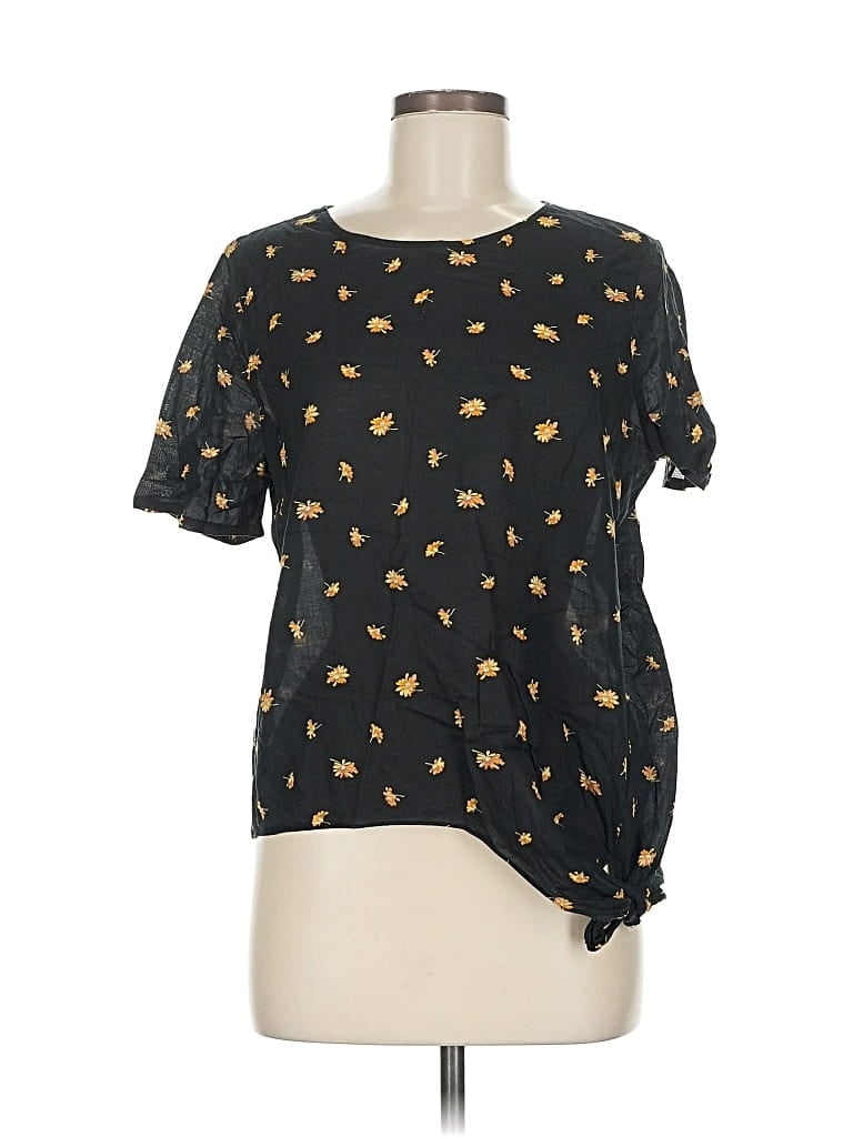 Pre-owned Madewell Short Sleeve Blouse In Black