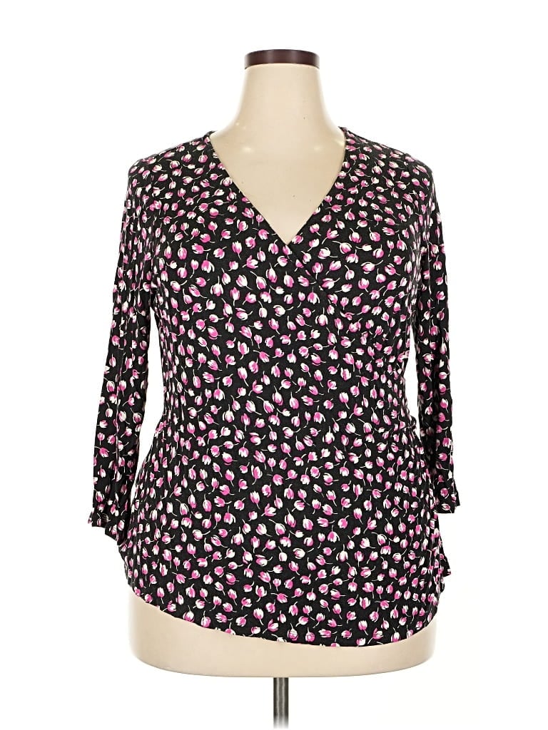 Pre-owned Lane Bryant 3/4 Sleeve Blouse In Black