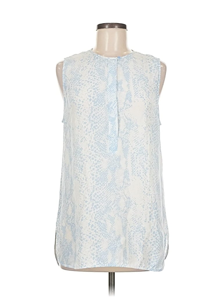 Click to view more detailed imagery on our partner's website Pre-owned Equipment Sleeveless Silk Top Blue Halter Neckline Tops