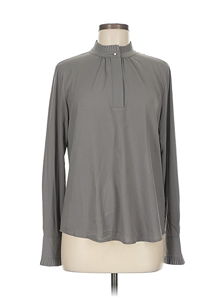 Pre-owned Calvin Klein Long Sleeve Blouse In Gray