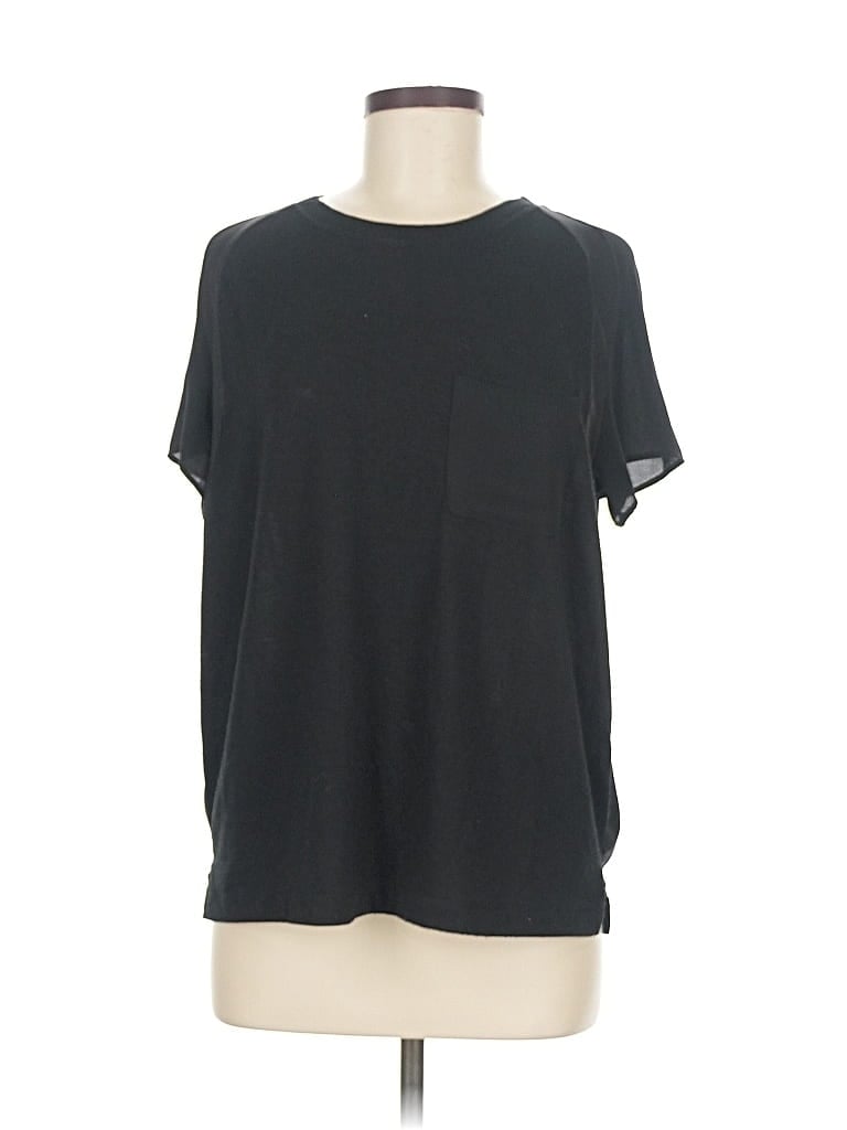 Pre-owned Lou & Grey Short Sleeve Top Black Crew Neck Tops