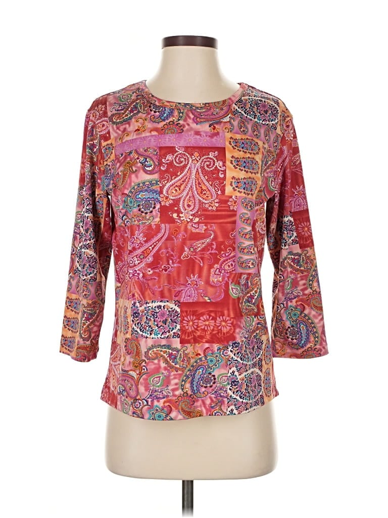 Pre-owned Coldwater Creek 3/4 Sleeve Top Pink Boatneck Tops