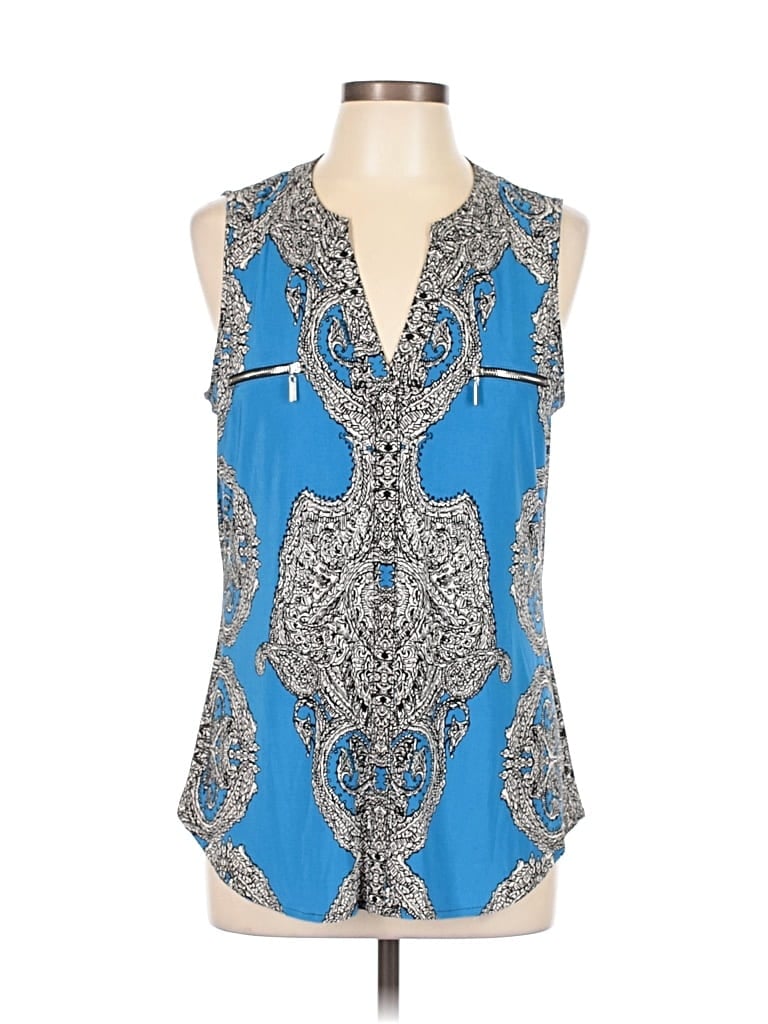 Pre-owned Inc International Concepts Sleeveless Blouse In Blue
