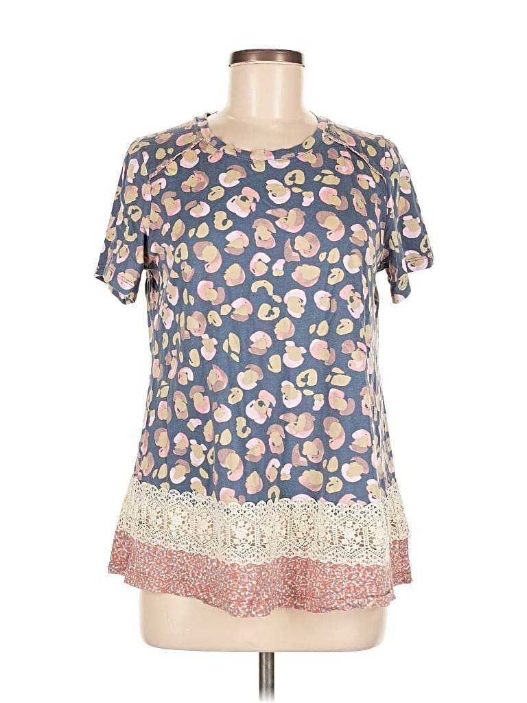 Pre-owned Logo By Lori Goldstein Short Sleeve Blouse In Blue