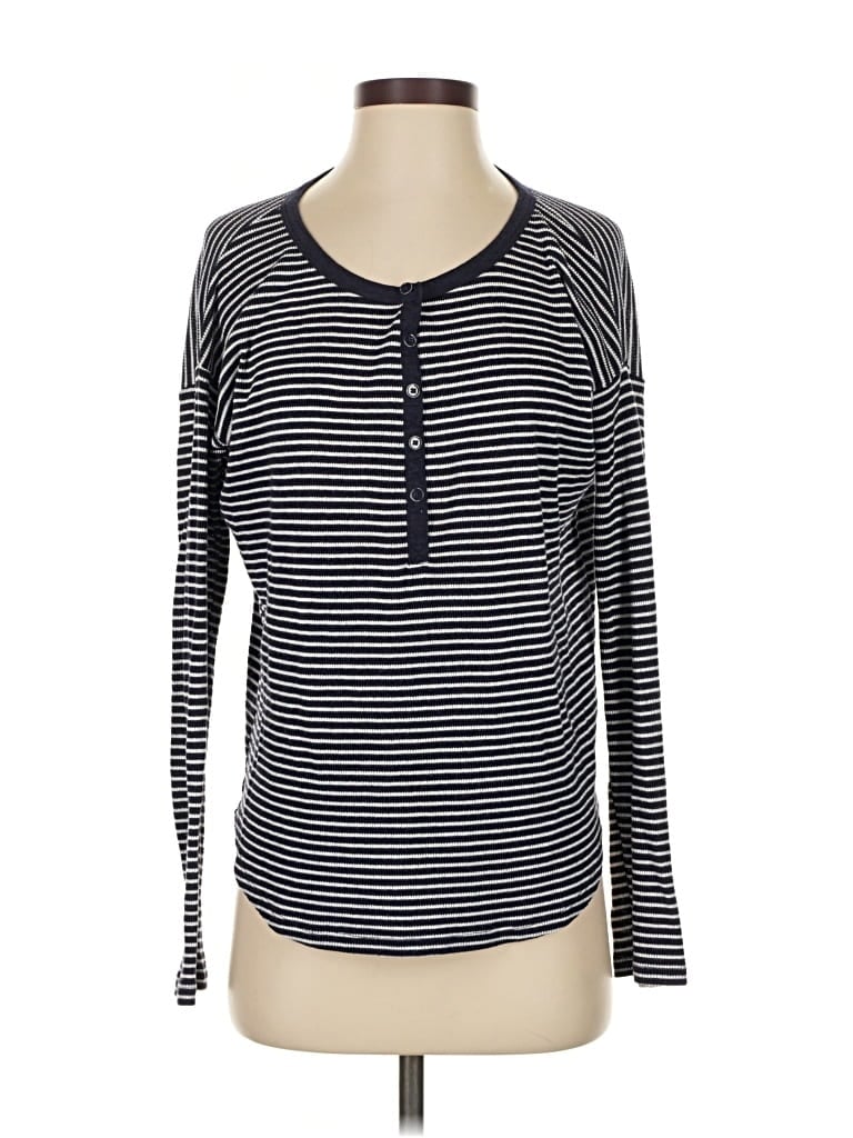 Pre-owned Gap Long Sleeve Henley Shirt In Black