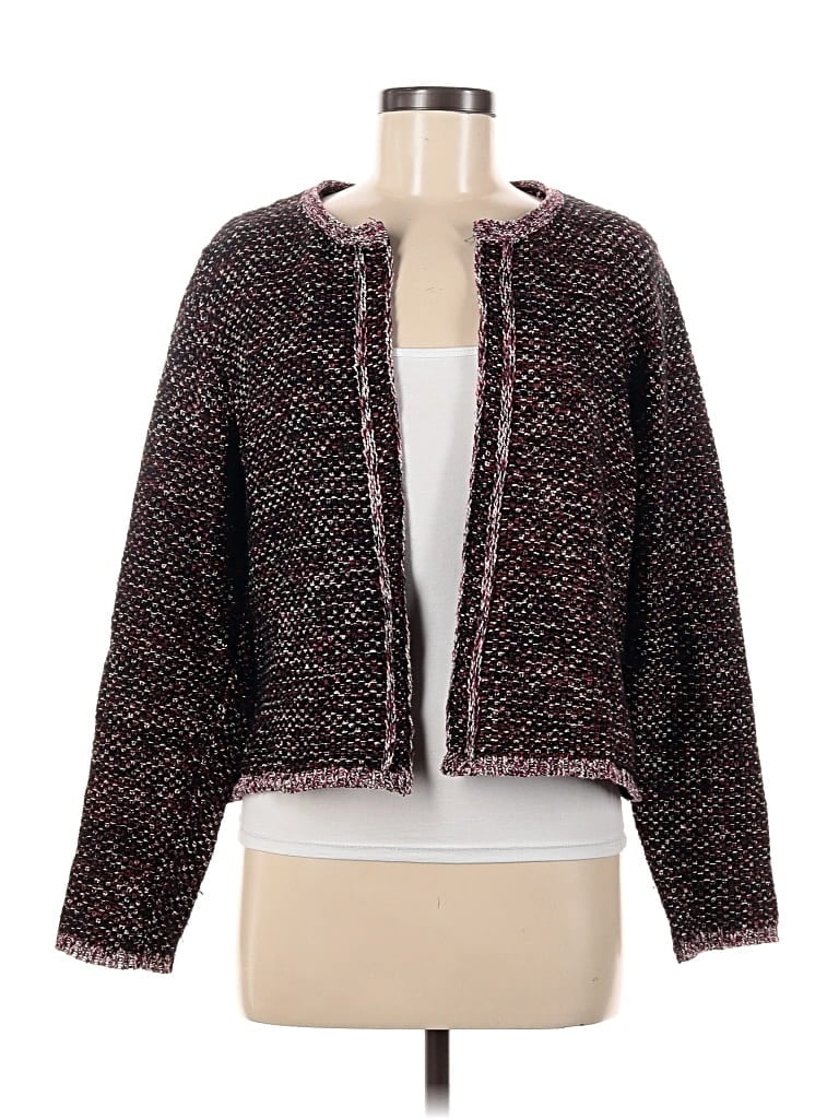 Pre-owned Elle Cardigan Sweater In Burgundy
