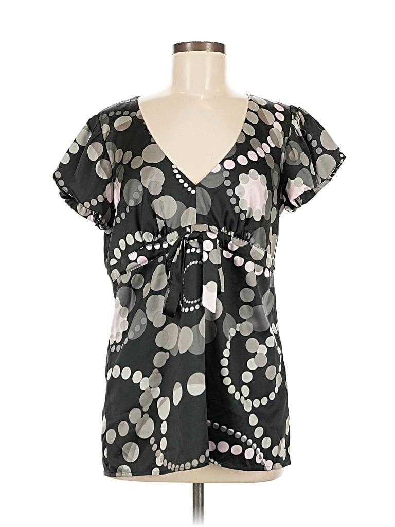 Pre-owned Express Short Sleeve Blouse In Black