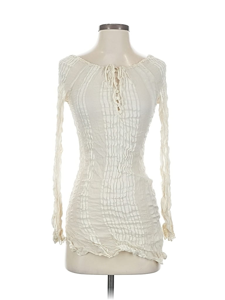 Pre-owned Twelfth Street By Cynthia Vincent Long Sleeve Top Ivory Strapless Neckline Tops In White