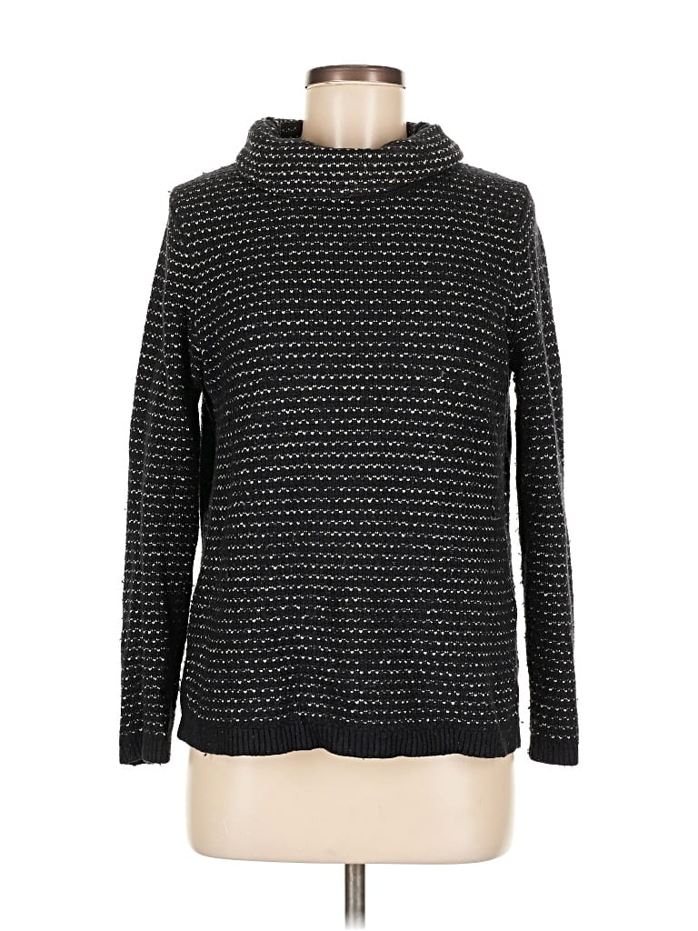 Pre-owned Lands' End Turtleneck Sweater In Black
