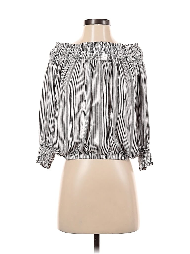 Pre-owned Evereve 3/4 Sleeve Blouse In Gray