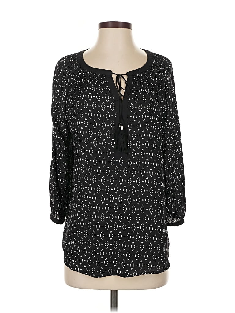 Pre-owned Neiman Marcus 3/4 Sleeve Blouse In Black