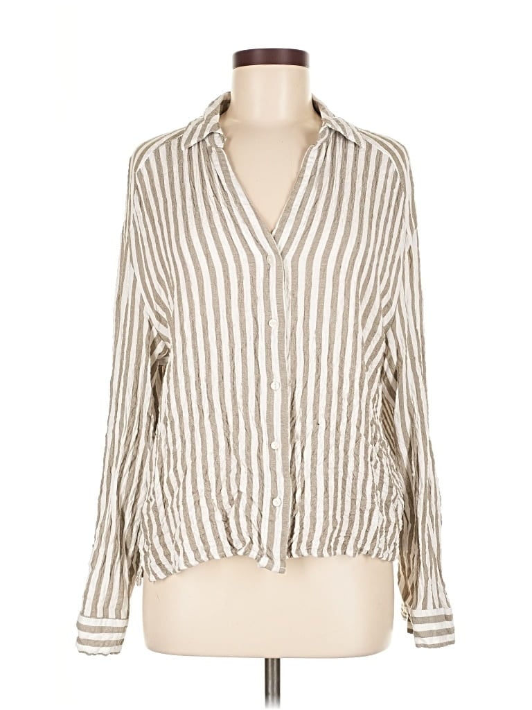 Pre-owned Jane And Delancey Long Sleeve Blouse In Silver