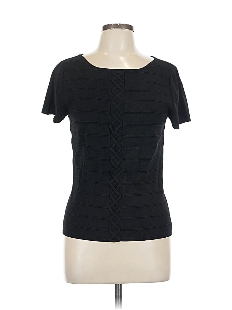 CABLE & GAUGE Pre-owned Short Sleeve Top Black Scoop Neck Tops