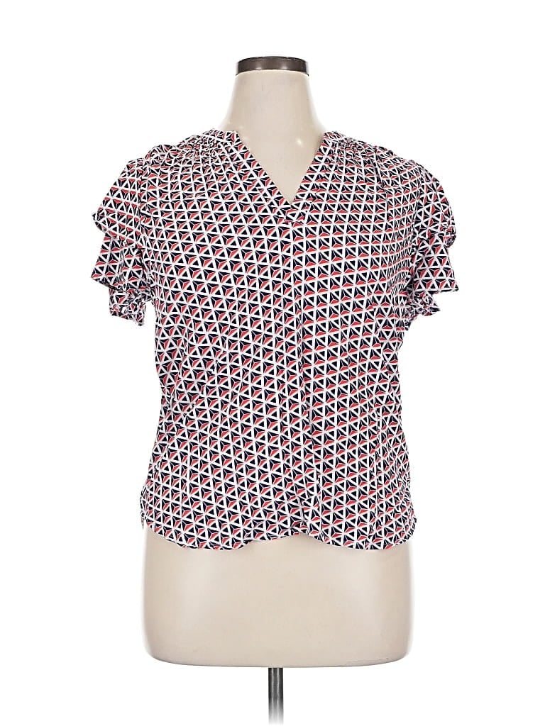 Pre-owned Studio B By Bobeau Short Sleeve Blouse In Red