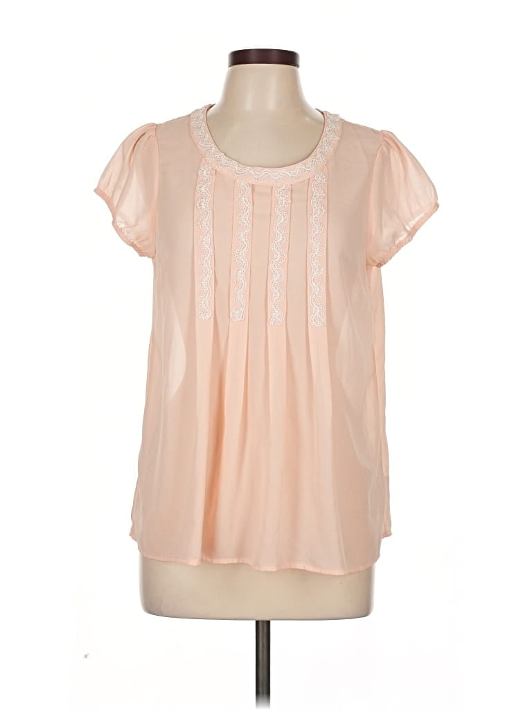 Pre-owned Doe & Rae Short Sleeve Blouse In Pink