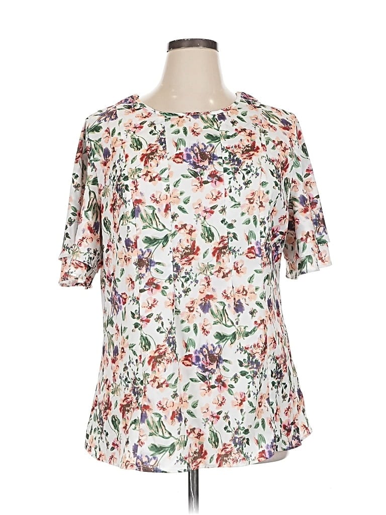 Pre-owned Bloomchic Short Sleeve Blouse In White