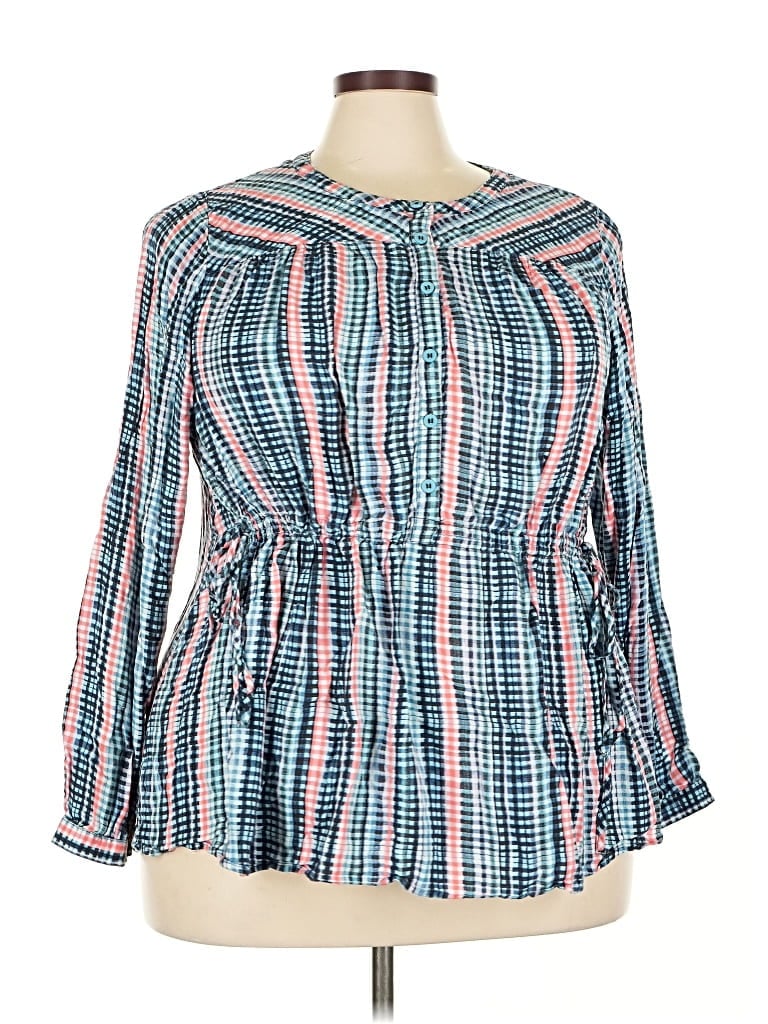 Pre-owned Lane Bryant 3/4 Sleeve Blouse In Blue