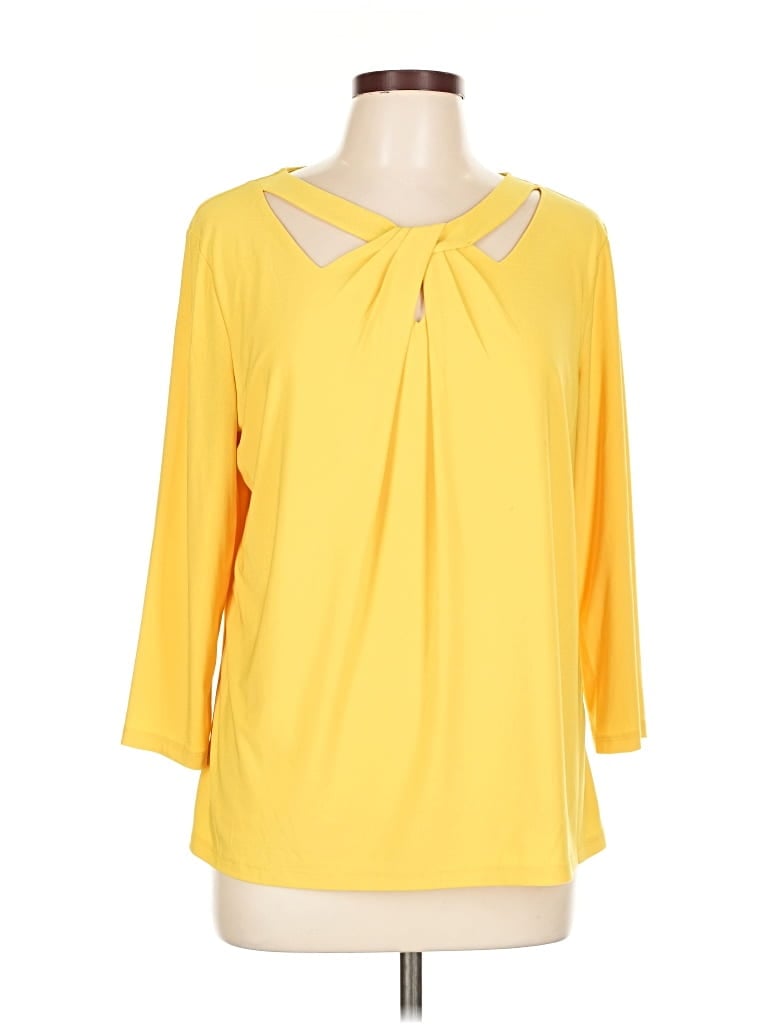 Pre-owned Kasper 3/4 Sleeve Blouse In Yellow