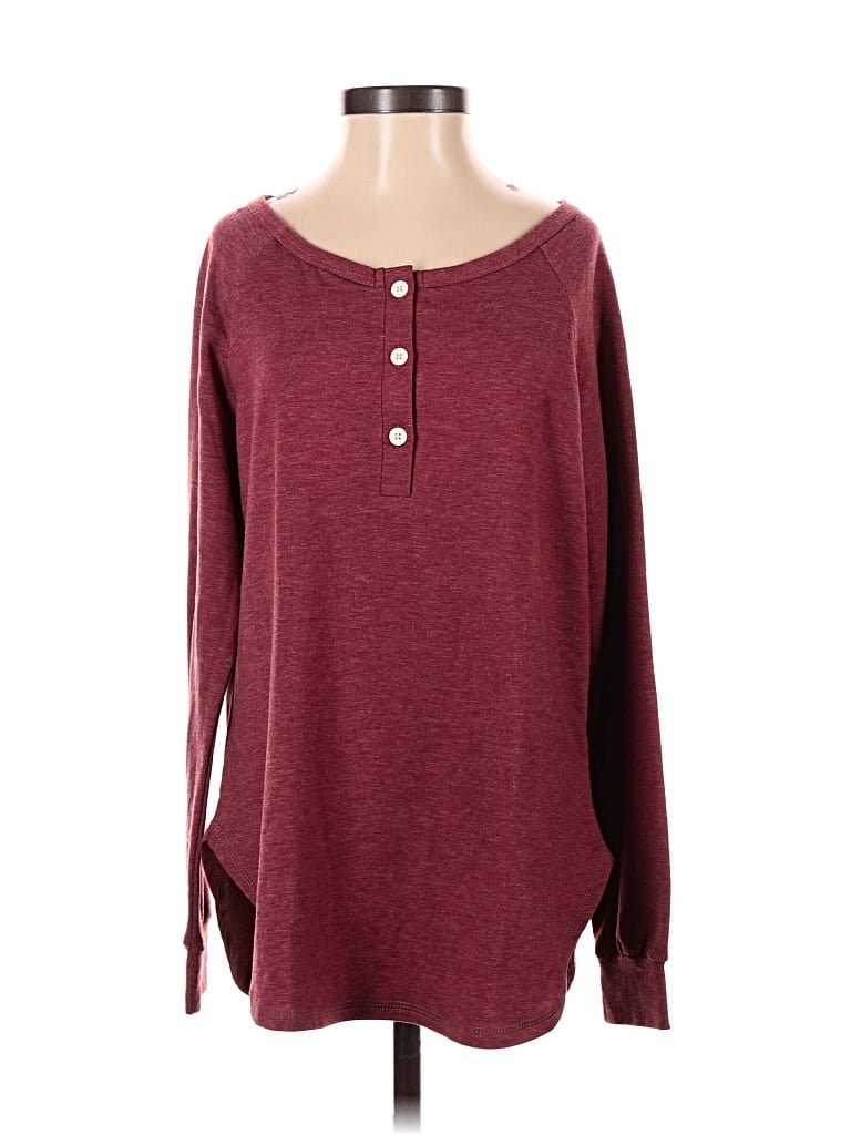 AUTOMET Pre-owned Long Sleeve Top Burgundy Crew Neck Tops