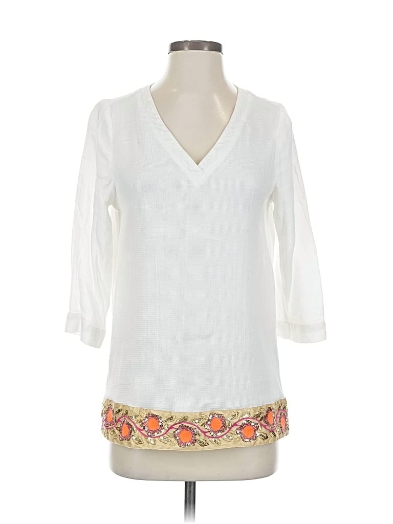 Pre-owned Soft Surroundings 3/4 Sleeve Blouse In White