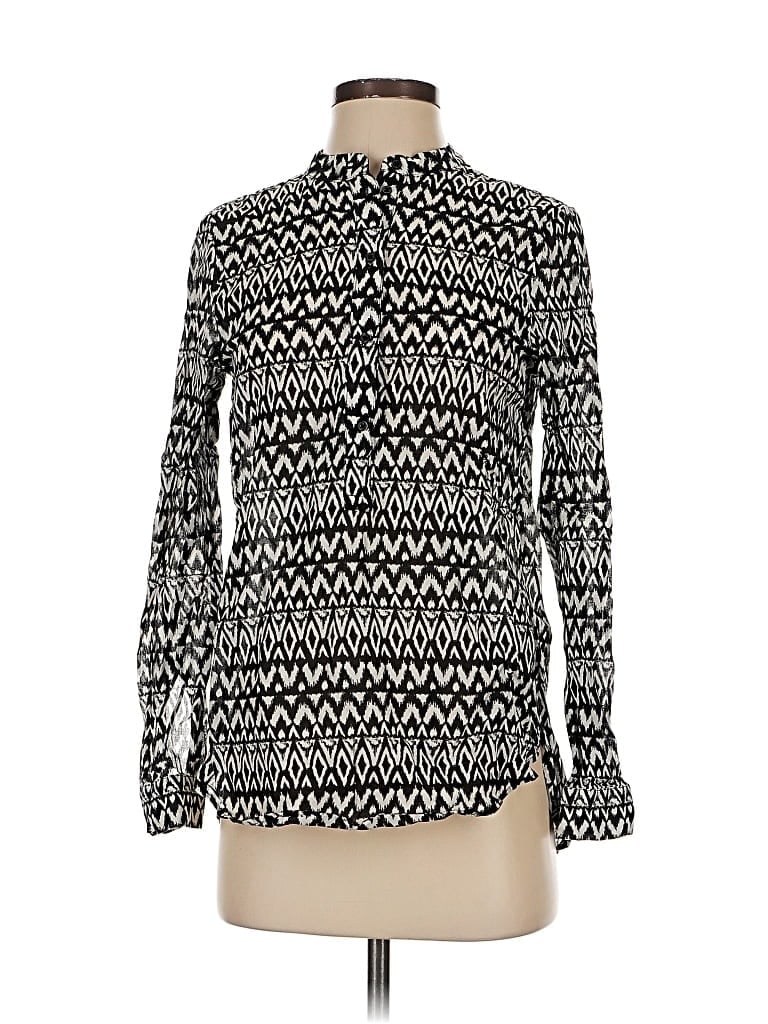 Pre-owned H&m Long Sleeve Blouse In Black