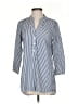 Harshman 100% Cotton Stripes Blue 3/4 Sleeve Button-Down Shirt Size XS - photo 1