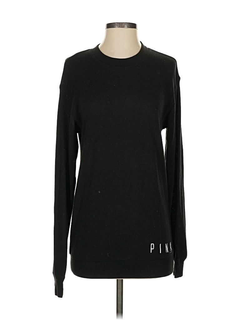 Pre-owned Victoria's Secret Pink Long Sleeve T-shirt In Black