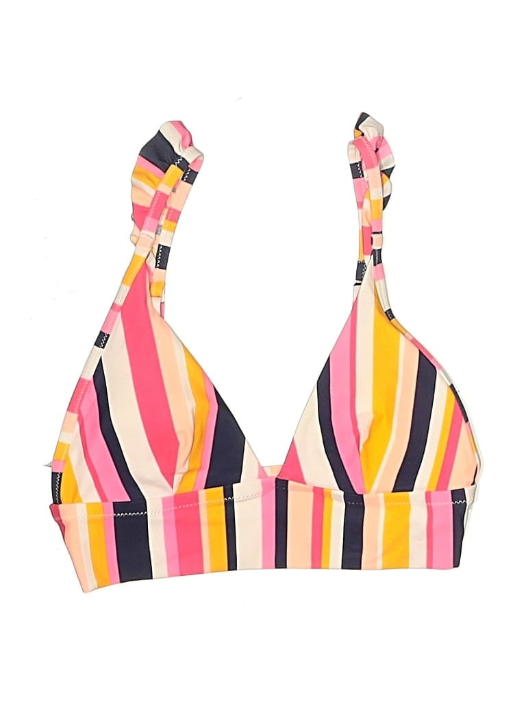 Pre-owned Aerie Swimsuit Top Pink Stripes Pattern Swimwear