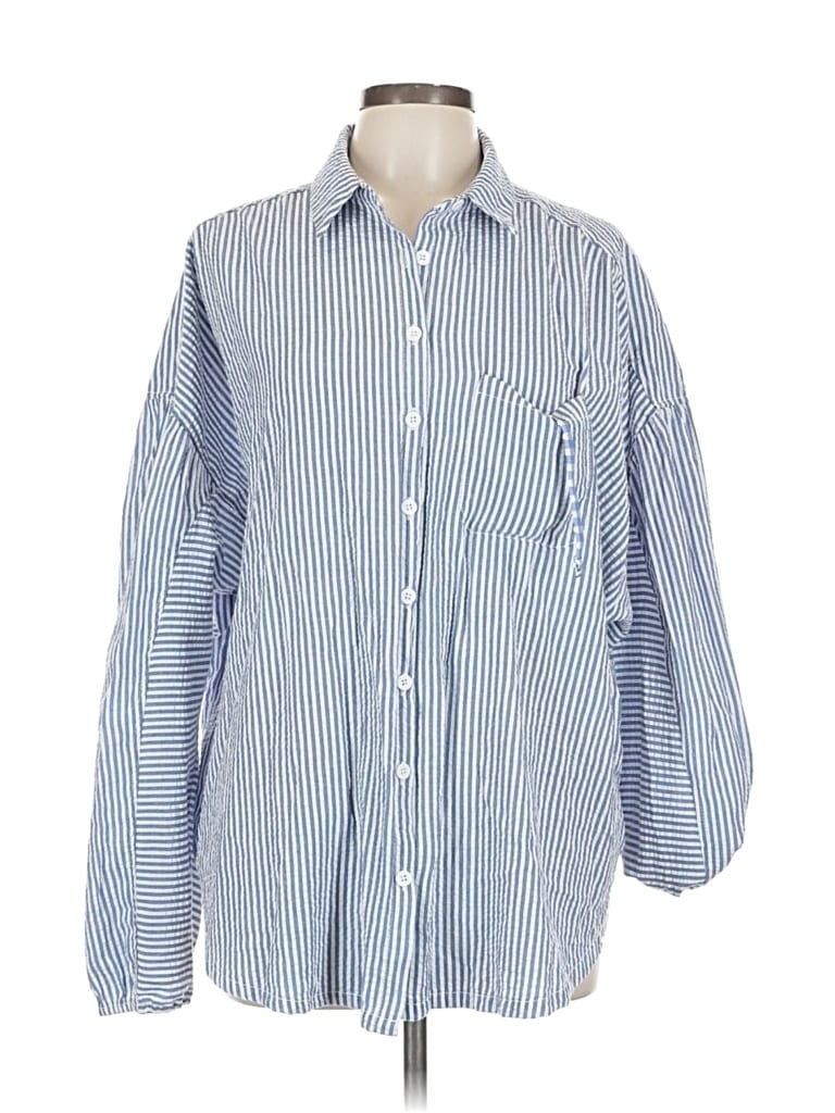 Pre-owned Assorted Brands 3/4 Sleeve Blouse In Blue